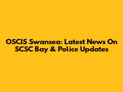 OSCIS Swansea: Latest News On SCSC Bay & Police Updates