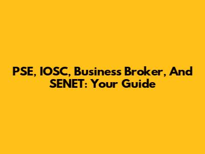 PSE, IOSC, Business Broker, And SENET: Your Guide